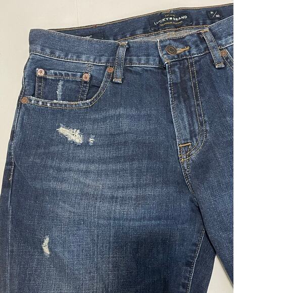 Lucky Brand Men 221 Original Straight Fit Distressed Jeans Size 31 - Picture 4 of 10